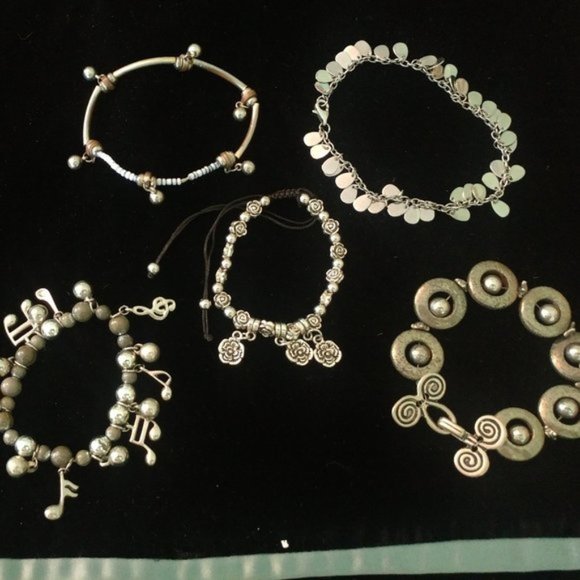 Jewelry - 4 for $10 5 SILVER TONE METAL BEAD DANGLE BRACELET